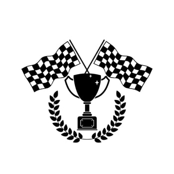 Racing flag and trophy design, Race competition success sport hobby competition and game theme illustration vector