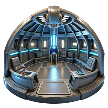 stunning contemporary A futuristic spaceship interior, sleek metallic surfaces, glowing control panels, sci-fi movie still professional png