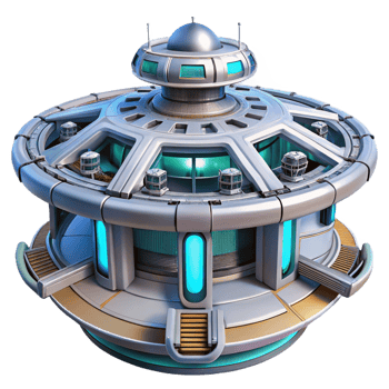 beautiful abstract A futuristic space station with rotating sections, bright artificial lighting, high-tech style, intricate details detailed png