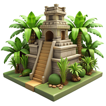 beautiful classic An ancient Mayan temple in a jungle setting, intricate carvings, lush vegetation, realistic rendering, professional png