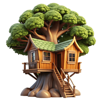 stunning modern A treehouse, built into a giant sequoia, rustic wood, dappled sunlight, magical, adventurous style genuine png