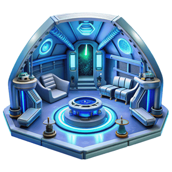 extraordinary traditional A spaceship interior with holographic displays and futuristic technology, cool blue light, sci-fi style, highly detailed, detailed png