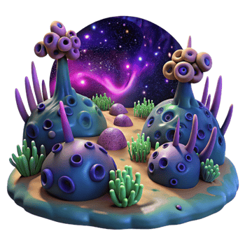 vibrant creative A Desolate Alien Landscape Dotted high quality png
