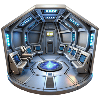 impressive vintage A futuristic spaceship interior, sleek metallic surfaces, glowing control panels, sci-fi movie still professional png