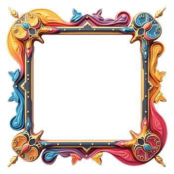 an ornate frame with colorful decorations png