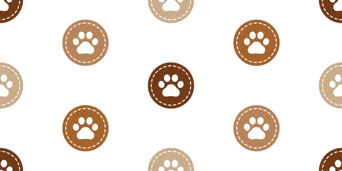 dog paw seamless pattern polka dot cat footprint leather dash line pet puppy kitten cartoon doodle french bulldog gift wrapping paper tile background repeat wallpaper scarf isolated illustratio vector