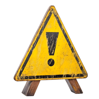 Vintage Textured Yellow Warning Sign with Exclamation Mark Symbol png