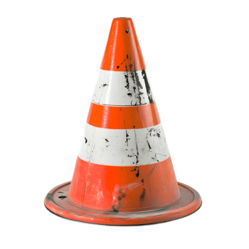 Bright Orange Traffic Cone for Road Construction and Safety Signage png