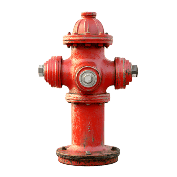 Vintage Red Fire Hydrant on White Background with Detailed Industrial Elements png
