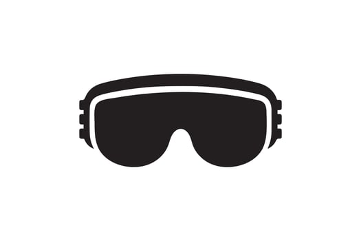 A black and white snow goggles icon vector