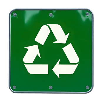 Iconic green recycling symbol on environmental sustainable conservation and eco friendly upcycling concept png