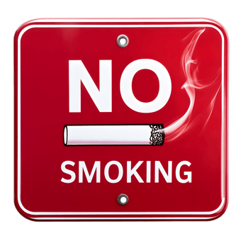 A Red NO SMOKING Warning Sign Indicating Prohibited Area and Potential Hazards png
