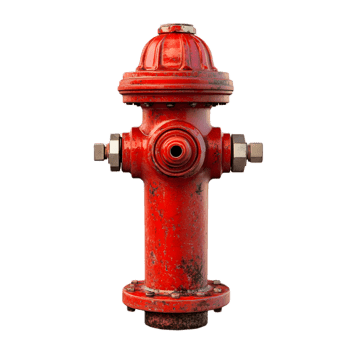 Vibrant Red Fire Hydrant with Threaded Pipe Connector for Emergency Water Supply and Firefighting in Urban Environment png