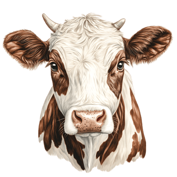 Close up Portrait of a Cow with Detailed Textures and Features png