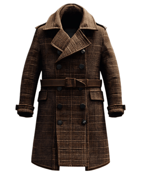 Stylish Plaid Trench Coat for Elegant Cold Weather Wear png