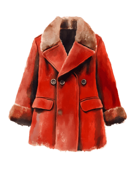 Luxurious Crimson Fur Coat Stylish and Cozy Winter Fashion Apparel png