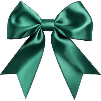 Green Ribbon Bow isolated, gift bow with ribbon illustration png