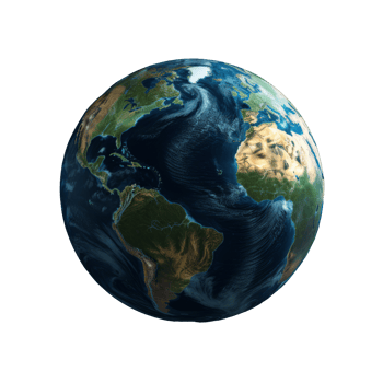 Planetary Mosaic A Stunning Earth View from Space This captivating image showcases the Earths continents and oceans, adorned with vibrant cloud formations against a transparent backdrop. png