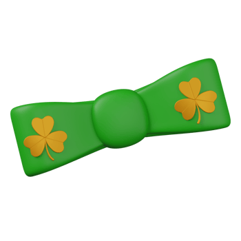 3d render green Bow Tie with golden clover illustration png
