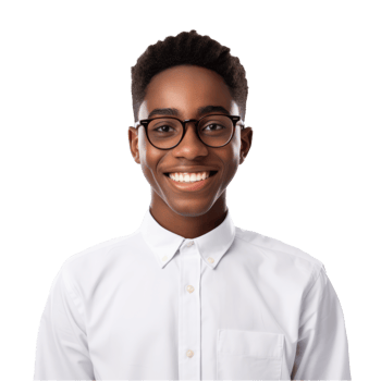 Bright Smile and Clear Vision A Joyful Portrait Captured in Timeless Simplicity png