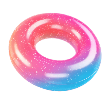 Colorful Inflatable Summer Floating Ring with Vibrant Gradient Pattern for Pool Beach and Party Decor png