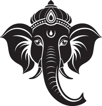 the head of an elephant is shown in black and white vector