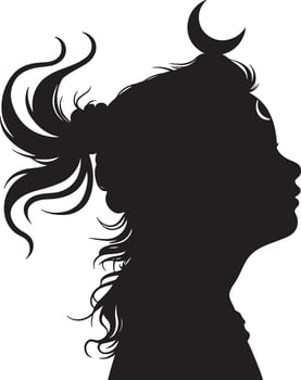 silhouette of a woman with a crescent in her hair vector