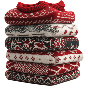 Stack of Christmas sweaters isolated, Stack various cloth illustration, clothing fold image png