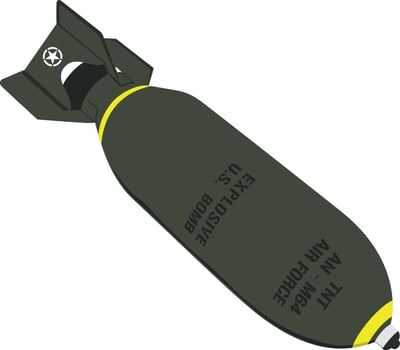 An illustration of a bomb depicted on a plain white background, emphasizing its shape and design. vector