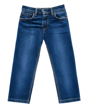 Weathered blue denim jeans with classic design and faded details png