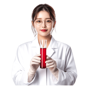 Female Scientist Holding Test Tube with Red Liquid in Laboratory png