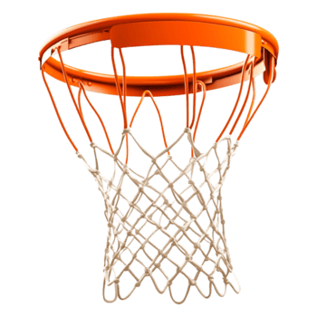 Crisp Orange Basketball Hoop with White Net on Transparent Background png