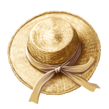 Beautifully Crafted Straw Hat with Ribbon Accent Evoking Summertime Relaxation and Coastal Charm png