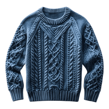 Cozy and Stylish Blue Gray Cable Knitted Sweater for Chilly Winter Weather png