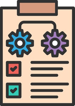 A clipboard with two gears and check boxes vector