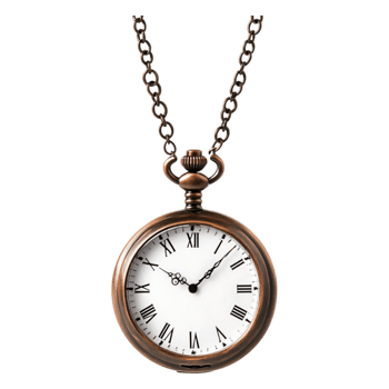 Antique Bronze Pocket Watch with Roman Numerals on Chain Necklace png