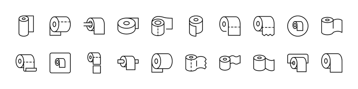 Toilet Paper Related Icon Set. Editable Stroke. Perfect for Web Sites, Books, Cards, Apps vector