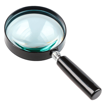 closeup of Magnifying Glass with Black Handle and Clear Lens png