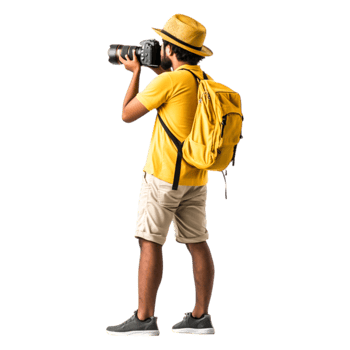 Young Man Taking Photos with Professional Camera Outdoors png