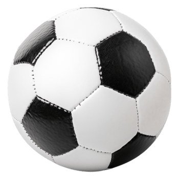 Classic Soccer Ball with Black and White Hexagonal Panels Design png