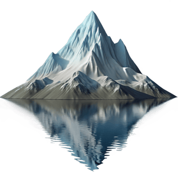 vibrant traditional A majestic snow-capped mountain peak reflecting in a crystal-clear alpine lake, crisp, detailed photography authentic png
