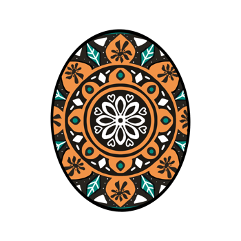 Hand drawn mandala egg. flower. png