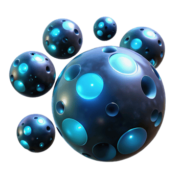 elegant rustic A field of glowing, bioluminescent orbs floating in a dark space, illuminated by their own internal light original png