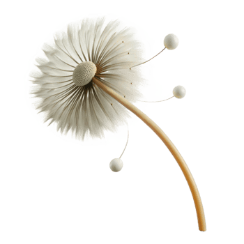 extraordinary artistic A Single Dandelion Seedhead Blowing in authentic png