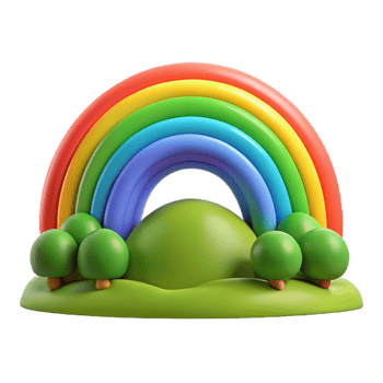 stunning abstract A rainbow arching over a lush green valley, vibrant colors, landscape photography high quality png