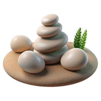 dramatic contemporary A group of pebbles arranged in a zen garden, minimalist photography, calming and serene original png