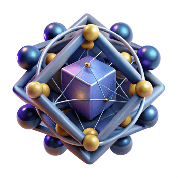 impressive abstract A quantum computer, complex geometric shapes interconnected by beams of light, dark background with subtle ambient lighting, abstract art style authentic png