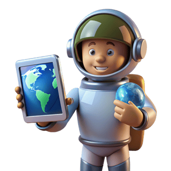 extraordinary vintage A lone astronaut holding a transparent tablet displaying Earth, starry backdrop visible through the tablet, realistic lighting, digital painting style professional png