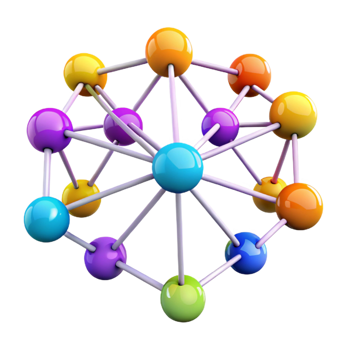 serene artistic A network of interconnected nodes pulsating with data, vibrant colours representing data flow, dark background, abstract data visualisation style 4K png