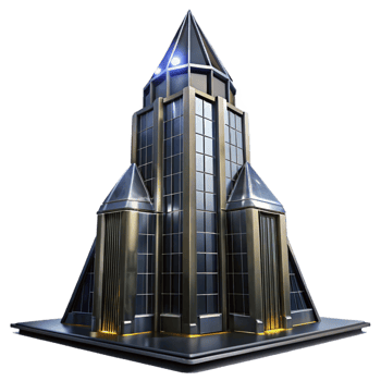 impressive classic Art Deco Skyscraper Chrome and Black professional png